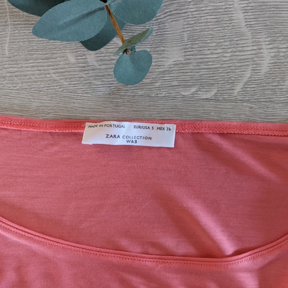 Zara W&B Collection Peach Coral Flutter Top - Picture 3 of 4